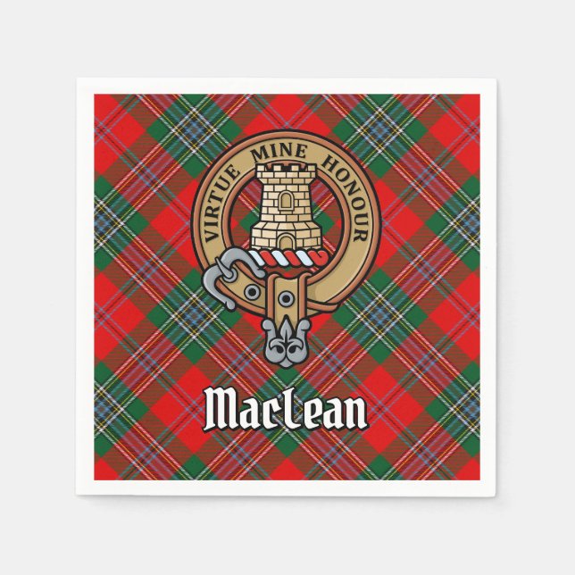 Servilleta De Papel Clan MacLean Escudo sobre Tartán (Anverso)