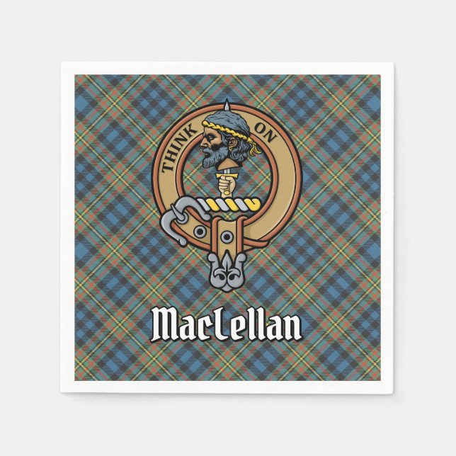 Servilleta De Papel Clan MacLellan Crest over Ancient Tartan (Anverso)