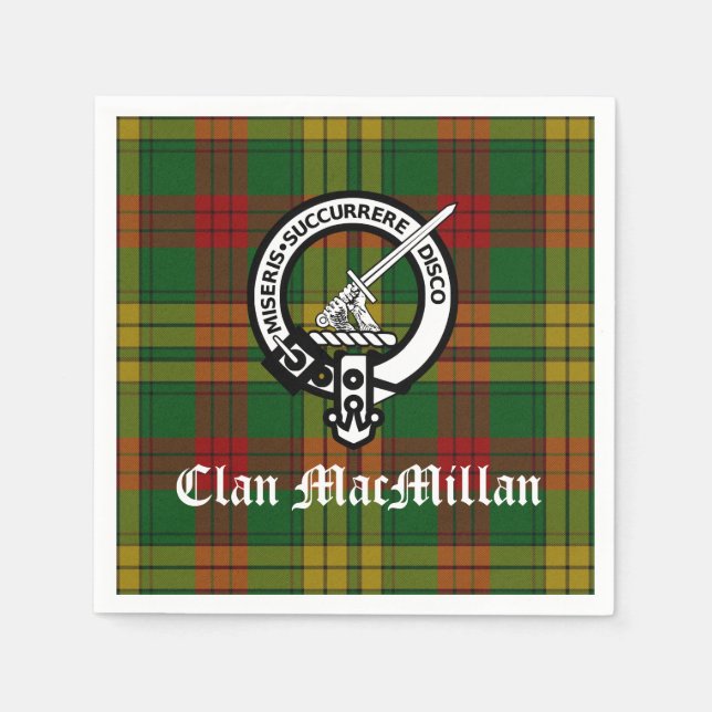 Servilleta De Papel Clan MacMillan Escudo Badge y Tartán (Anverso)