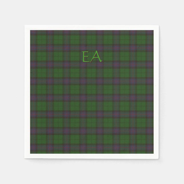 Servilleta De Papel Clan Oficial Armstrong Tartan con sus iniciales (Anverso)