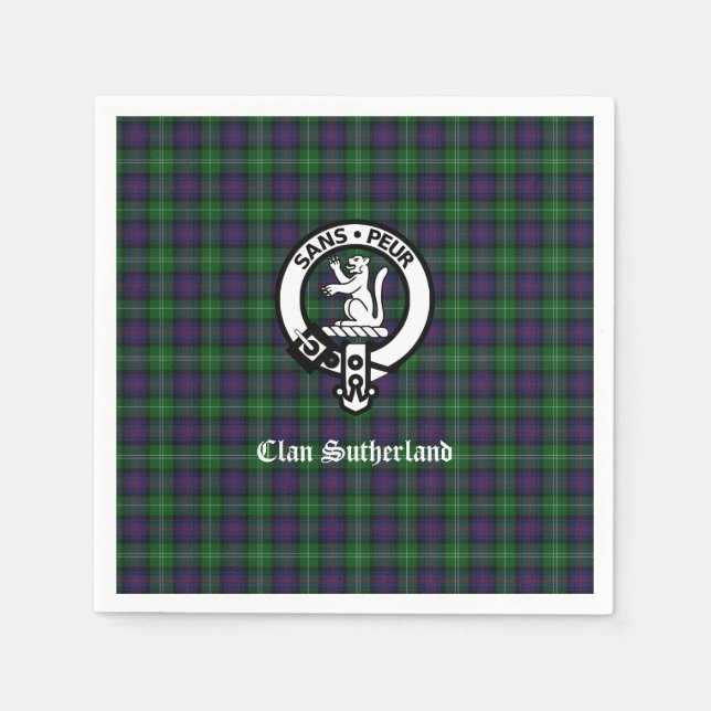 Servilleta De Papel Clan Sutherland Escudo & Tartan Kitchel Toalla (Anverso)