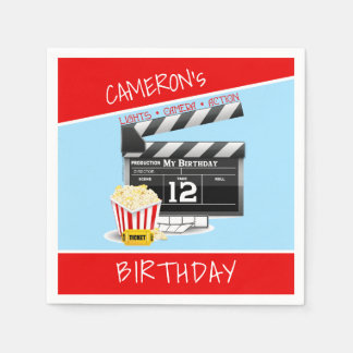 Servilleta De Papel Clapboard de cine Popcorn 12th Birthday Party