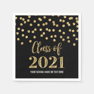 Servilleta De Papel Clase Black Gold Confetti de graduación 2021