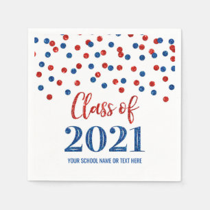 Servilleta De Papel Clase Blue Red Confetti de 2021 Graduación