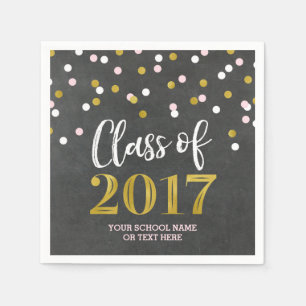 Servilleta De Papel Clase Chalk Gold Pink Confetti de 2017 Graduación
