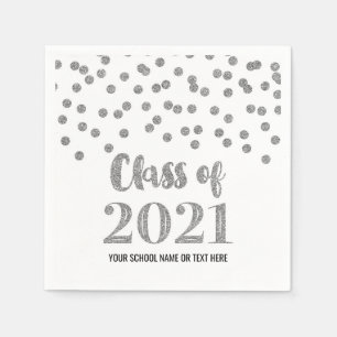 Servilleta De Papel Clase Confetti Plata de Graduación 2021