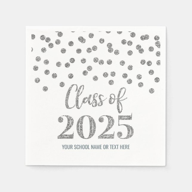 Servilleta De Papel Clase Confetti Plata de las servilletas 2025 (Anverso)