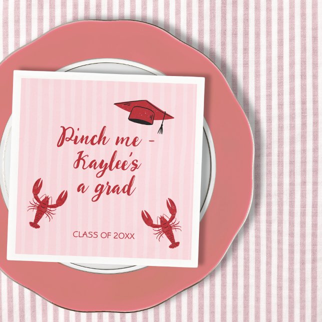 Servilleta De Papel Clase Crawfish De 2025 Partido De Graduación Rosa (Crawfish Class Of 2025 Pink Graduation Party Napkins)