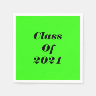 Servilleta De Papel Clase De 2021 Personalizado Neon Green Graduation 