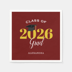 Servilleta De Papel Clase de 2025 Grad Simple Maroon and Gold