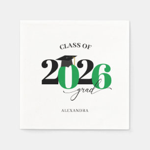 Servilleta De Papel Clase de 2025 Graduado de Tyopgrafía Moderna Verde