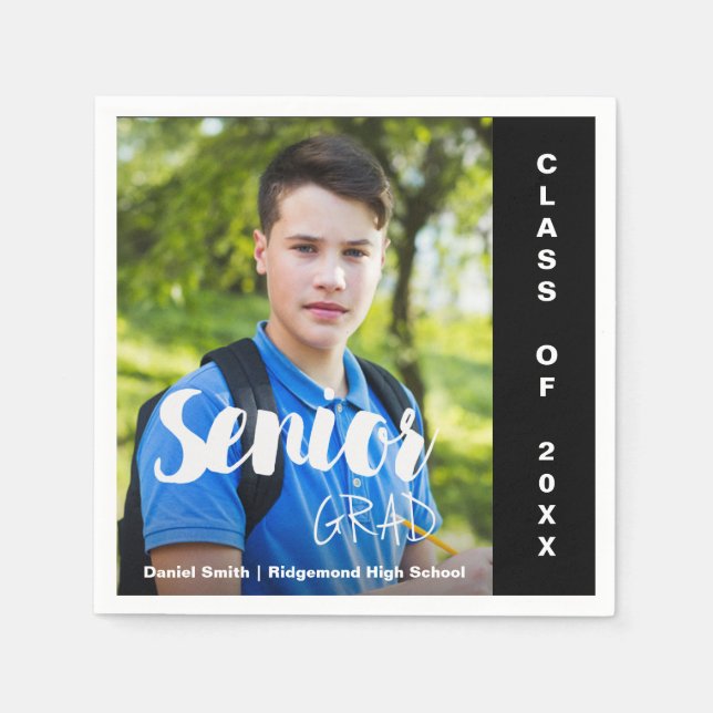 Servilleta De Papel Clase De 2025 Partido De Graduación De Foto De Gra (Anverso)