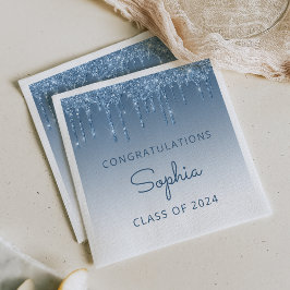 Servilleta De Papel Clase de 2026 Graduación con Brillo Azul