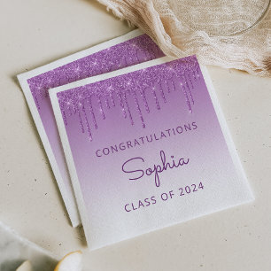 Servilleta De Papel Clase de 2026 Graduación Purpura con Brillo en Got