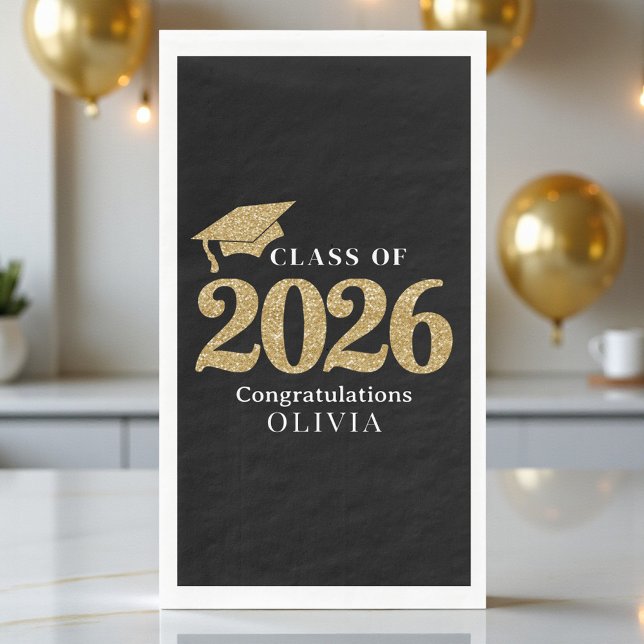 Servilleta De Papel Clase de 2026 Negro y Dorado (Subido por el creador)