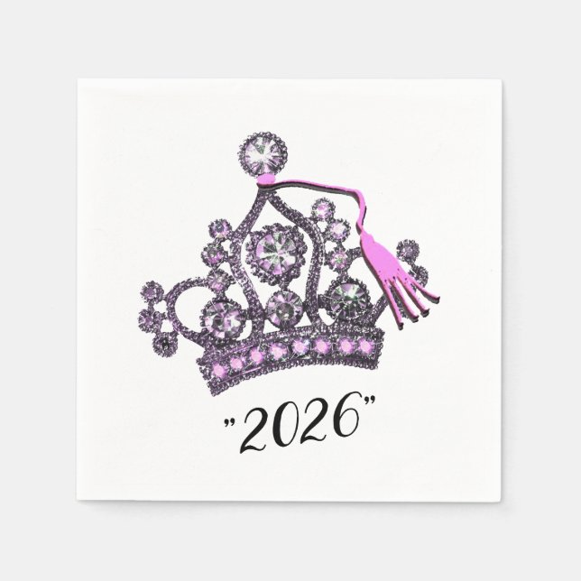 Servilleta De Papel  “Clase de 2026” Tiara de Princesa (Anverso)