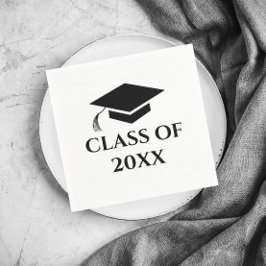 Servilleta De Papel Clase de Año de Graduación Simple en Blanco y Negr