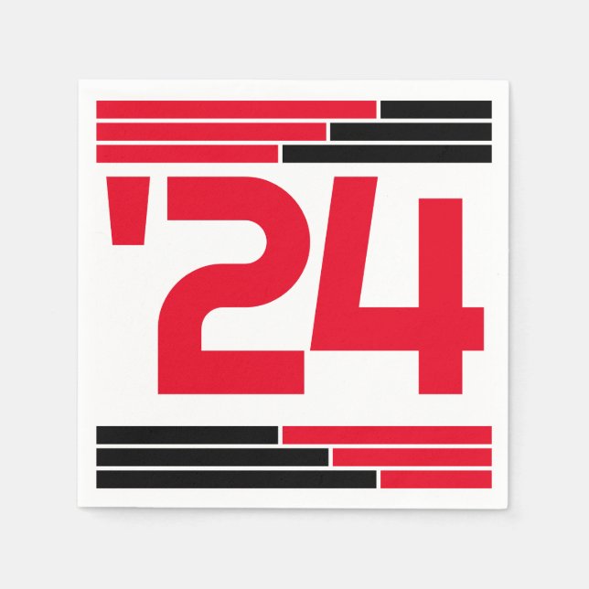 Servilleta De Papel Clase de barras rojas y negras del Fiesta de grado (Anverso)