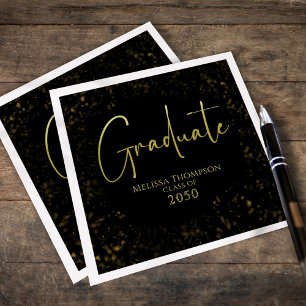 Servilleta De Papel Clase de Caligrafía Black Gold Graduada de Encargo