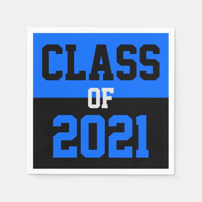 Servilleta De Papel Clase de graduación azul y negra de 2024 (Anverso)