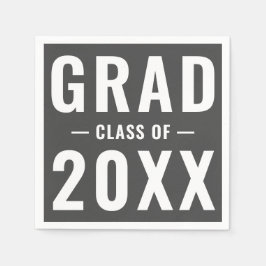 Servilleta De Papel Clase de graduación de 2023 tipografía moderna gri