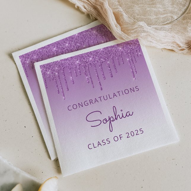 Servilleta De Papel Clase de Graduación de goteo de Purpurina púrpura  (Subido por el creador)