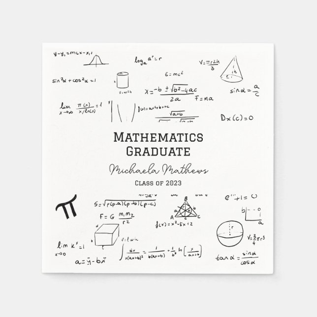 Servilleta De Papel Clase de graduación de matemáticas blancas (Anverso)
