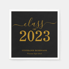 Servilleta De Papel Clase de Graduación de Oro Negro 2023