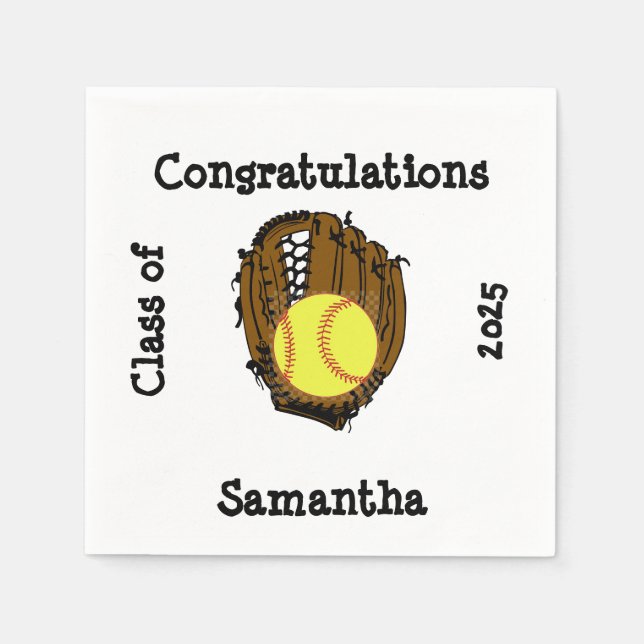 Servilleta De Papel Clase de Graduación de Softball (Anverso)