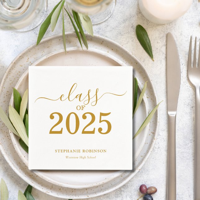 Servilleta De Papel Clase de Graduación Gold Script 2025 (Subido por el creador)