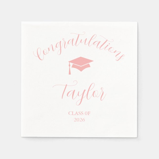 Servilleta De Papel Clase de graduación rosa de 2026 (Anverso)