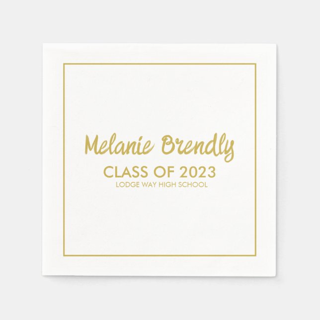 Servilleta De Papel Clase De Guión De Cepillo De Oro De Graduación 202 (Anverso)