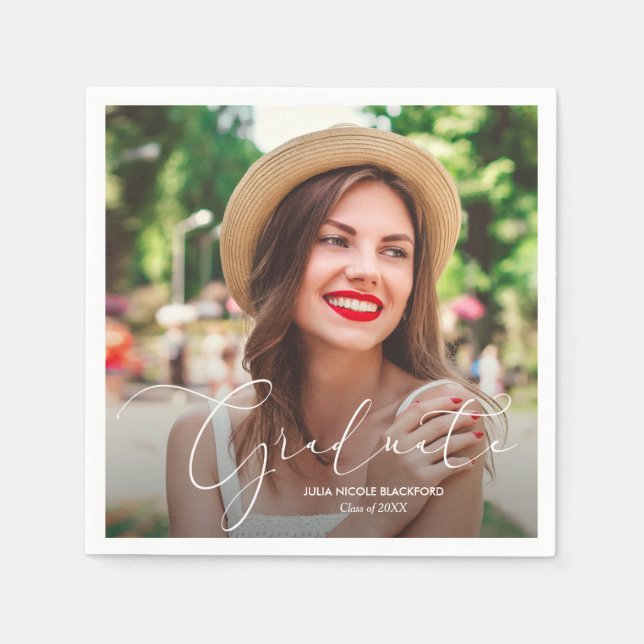 Servilleta De Papel Clase de la foto de graduación 2021 personalizada (Anverso)