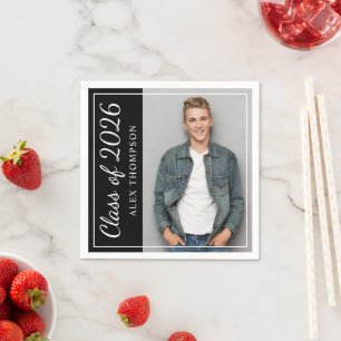 Servilleta De Papel Clase de la foto del partido de graduación negra d