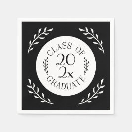 Servilleta De Papel Clase De La Moda De Graduados De 2025 Blanco Negro