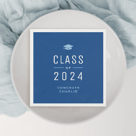 Servilleta De Papel Clase de tipografía azul moderna de 2024 Graduació