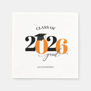 Servilleta De Papel Clase de tipografía moderna naranja de 2025 Gradua
