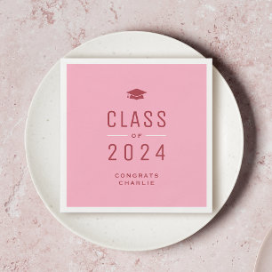 Servilleta De Papel Clase de tipografía rosa moderna de 2024 Graduació