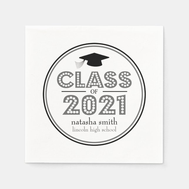 Servilleta De Papel Clase De Toallas De Graduación De 2021 (Gris Oscur (Anverso)