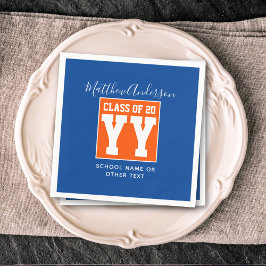 Servilleta De Papel Clase del Partido de Graduación Azul y Naranja de 