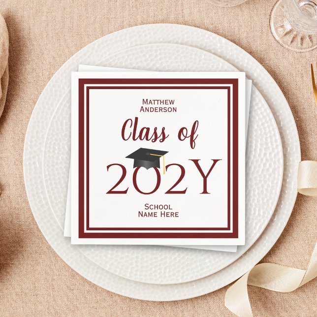 Servilleta De Papel Clase del Partido de Graduación de Borgoña de 2024 (Subido por el creador)