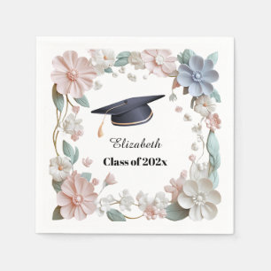 Servilleta De Papel Clase floral rosa moderna de 2025 Graduado persona