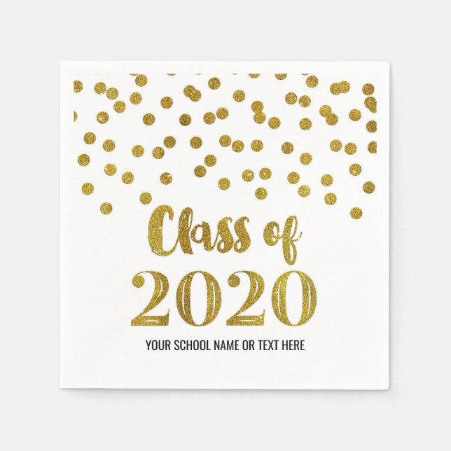 Servilleta De Papel Clase Gold Confetti de 2020 Graduación (Anverso)