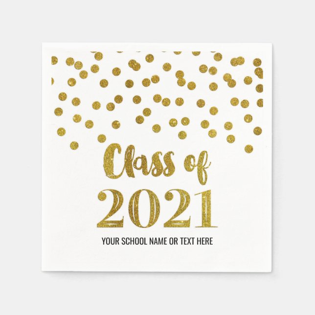 Servilleta De Papel Clase Gold Confetti de 2021 Graduación (Anverso)