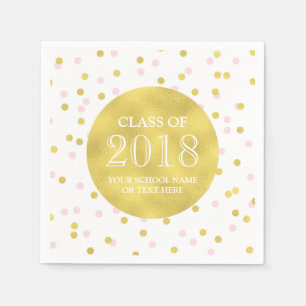 Servilleta De Papel Clase Gold Pink Confetti de Graduación 2018