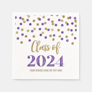 Servilleta De Papel Clase Gold Purple Confetti de las servilletas 2024