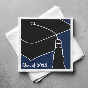 Servilleta De Papel Clase Grad Cap Año Naval y Blanco