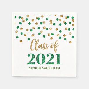 Servilleta De Papel Clase Green Gold Confetti de 2021 Graduación