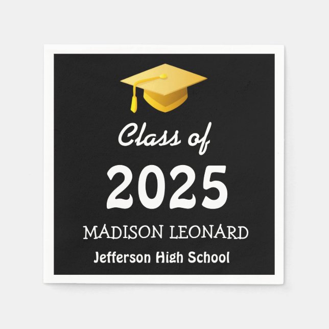 Servilleta De Papel Clase moderna de 2025 Script Blue Royal Graduation (Anverso)