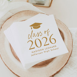 Servilleta De Papel Clase moderna de Graduación Gold Script 2025
